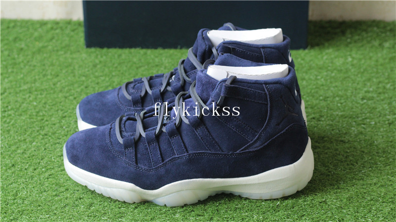 Authentic Air Jordan 11 PRM Jeter Navy Suede Re2pect